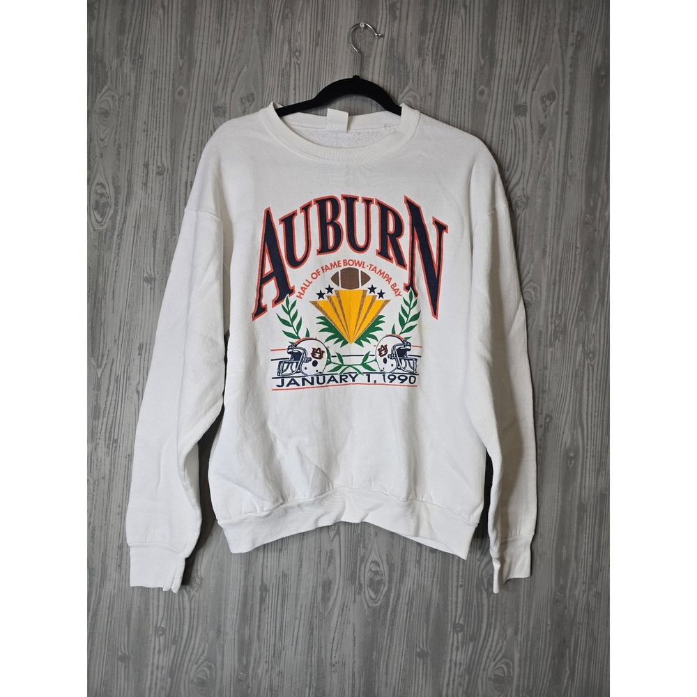 Vintage 1990 Auburn Tigers Hall of Fame Bowl Sweatshirt Mens L Football White